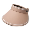 Visière de soleil kaki réglable avec large bord et liseré blanc pour femmes - Taille unique / Rose