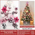 Pink and white Christmas tree ornament set including 83 pieces of assorted baubles and stars - 2.1m Accessory Kit / Snowflake Deer Pink and White