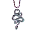 Creative stainless steel snake pendant necklace with vibrant rainbow metallic finish - Pendant + Iridescent Box Chain / Rainbow