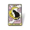Pin's en émail Tarot La Lune avec chat noir et croissant de lune de style japonais - Tarot The Moon