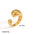 Detail view of 18K gold-plated stainless steel ring showing 18.7mm diameter and 14g weight - Rounded Wide Organic Style (TR4417)