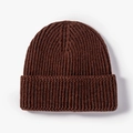 Classic dark coffee brown ribbed knit beanie hat with thick cuff for winter warmth - Dark Coffee