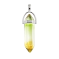 Hexagonal crystal pendant with silver clasp in green white and yellow gradient finish - Gradient Yellow Green