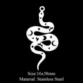Detailed view of silver snake pendant with hollow star and moon patterns in stainless steel - Star Moon Snake Style (LA406) / 5 Pieces / Silver