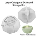 Siliconen mal voor grote achthoekige diamant opbergdoos 8,3x4,2cm diy hars kaarsenpot - Grote achthoekige kaarsbekervorm met diamantfacetten (bodem + deksel)