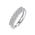 Silver adjustable ring with seven oval moissanite stones in a classic row setting - Adjustable Open / Oval Pave Style (R12847)