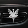 Silver angel car air vent perfume clip with sparkling clear rhinestones decor - Fairy [Silver]