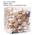 65-teiliges Champagner-Gold Weihnachtskugel-Set mit Stern und Merry Christmas-Schild - 65er-Set / Hell Champagner Weiß