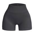 Dark grey high-waisted seamless ribbed yoga shorts with peach butt lifting design - Gray
