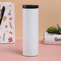 Minimalist white stainless steel insulated vacuum travel coffee mug with black flip lid - 500ml / White