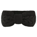 Detailed view of black cable-knit winter headband with elegant bow knot texture - Black