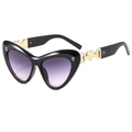 Fashionable heart cat eye sunglasses with black frame and purple gradient lenses - Black Frame Grey Pink Lens