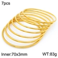 7-piece minimalist 3mm thin stackable bangles in polished 18k gold plated stainless steel - 7Pcs Set-Gold (KB181567-KFC)