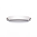 Polished silver curved bar connector with dual holes for DIY bracelet jewelry making - Steel