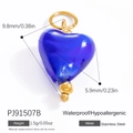 Wasserfestes 18k vergoldetes Herzanhänger aus königsblauem Edelstahl für Ketten - Edelstahl Gold Blaues Herz Anhänger (PJ91507B)