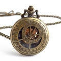 Vintage bronze mechanical pocket watch with hollow zodiac lid and roman numerals - Style 1 / Copper