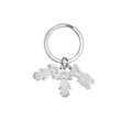 Cute stainless steel keychain featuring little girl and teddy bear silhouettes in silver - 1 Dog 2 Girls / Silver