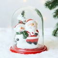Christmas glass globe decoration with Santa, snowman and red base for holiday gifts - Red Style - Snowman & Santa
