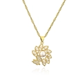 Elegante collana albero della vita placcata in oro con perle e ciondolo a farfalla - Fiore di Farfalla-23154 / Oro