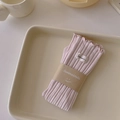 Pink cotton crew socks with ruffle edge and vertical stripes in elegant gift packaging - Single Pair / Baby Pink