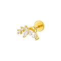 Orecchino labret in argento S925 dorato con zirconi marquise e tondi brillanti - Cluster Radiante - Oro