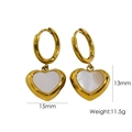 14K Gold Edelstahl Creolen mit weißem Muschel-Herzanhänger und Maßangaben - Herz