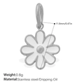 Daisy shaped stainless steel pendant with dripping oil finish in 11.8mm size - PJ1976WES White Enamel Flower-Silver