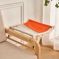 Solid wood window cat hammock with orange and beige canvas cushion on armchair - Upgraded Style B / Grey Orange Gradient