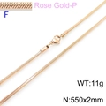 2mm rose gold stainless steel square snake bone chain necklace with lobster clasp - Rose Gold 550x2mm(KN203619-Z)