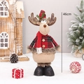 Muñeco de reno navideño de pie con camisa a cuadros rojos y sombrero festivo 46cm - Reno (46cm)
