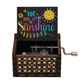 Hand-cranked wooden music box with colorful You Are My Sunshine sunflower design - Sunshine 06