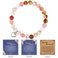 Bracciale di pietre naturali da 8mm con ciondolo a cuore e biglietti d'auguri inclusi - Carta A / Pietra Anguria