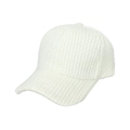Women's white knitted baseball cap with vertical texture for autumn and winter fashion - White