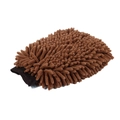 Brown chenille car wash glove made of microfiber with durable elastic wrist cuff - 100 g / Double Sided Chenille Coffee