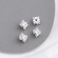 Silver 14K gold filled spacer bead with square cubic zirconia for DIY jewelry - Style 1 / 6x4.5mm / Thick Silver