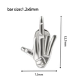 Clou de piercing en argent avec geste de main rock et dimensions de tige 1.2x8mm - 1.2x8mm / Main de Squelette en Argent