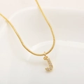 Gold plated snake chain necklace with sparkling zircon micro-pave letter J pendant - Letter J(XN-05-J) / Gold