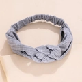 Gray twisted knitted headband in ribbed fabric for women trendy hair accessories - Gray