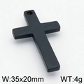 Pendentif croix minimaliste en acier titane noir, dimensions 35x20mm et poids de 4g - Noir Sablé (KLJ5066-Z)