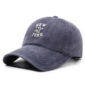Dunkelblaue Baseballkappe aus gewaschenem Denim mit weißer New York Stickerei und NY-Logo - Verstellbar / Marineblau