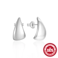 Pendientes de estrella en forma de C de plata de ley S925 pulida en acabado plateado - #8 Forma de Gota de Agua / Oro Blanco