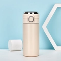 Minimalist beige stainless steel thermal cup with smart temperature display and flip lid - 320ml / Smart Temperature Display / Beige