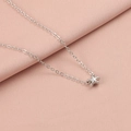 Close-up of a silver starfish pendant on a delicate chain over pink fabric - Steel Color 5#
