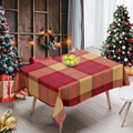 Classic red and gold checkered Christmas tablecloth on a wooden table in a festive room - ZB693-5 40x60cm Brushed Fabric