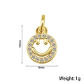 Golden smiley face pendant with clear crystals, size 10mm by 8mm, weight 1 gram - Gold Smiley Face Charm with Zirconia