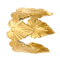 Minimalist open gold leaf embossed ring with polished finish and irregular wavy edges - 18K Gold Plated Leaf