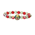 Christmas beaded bracelet with red and green faceted crystal glass beads and festive charms - 10MM Candy Cane Faceted Bead