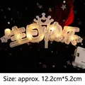 Macro detail of LED Happy Birthday crown lamp for cake with 3 flashing light modes - Chinese Happy Birthday / Warm Light