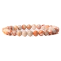 Handmade 6mm natural stone beaded bracelet with red and white marble texture - Red & White Marble