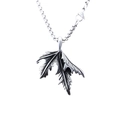 Vintage stainless steel maple leaf pendant necklace with detailed vein texture for men - Antique Silver Maple Leaf Pendant (No Chain) (B1117)